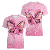 Faith Hope Love Butterfly Ribbon Personalised Women V-Neck T-Shirt LT9 - Polynesian Pride