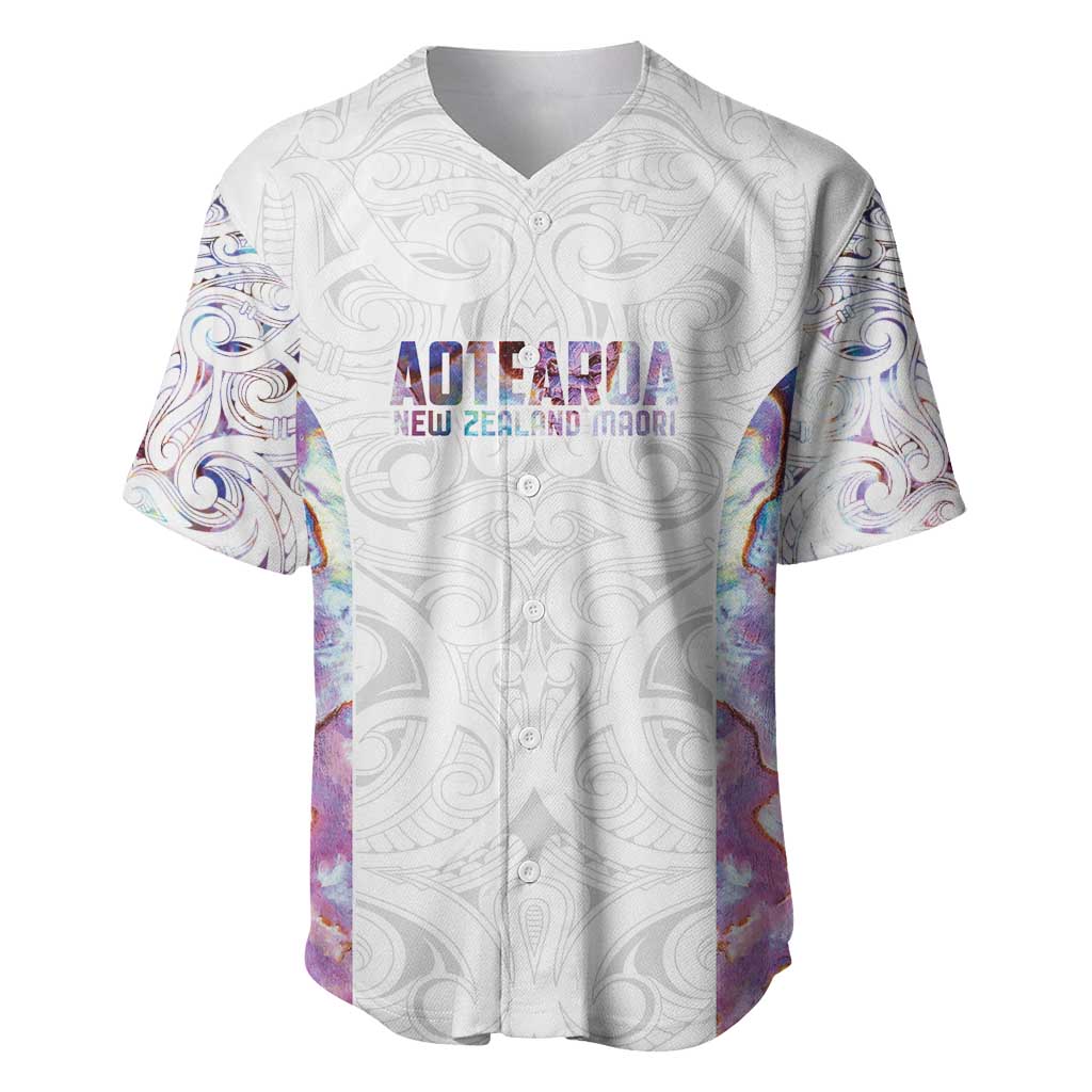 Custom New Zealand Aotearoa Baseball Jersey Pink Maori Paua Shell Indigenous - Polynesian Pride