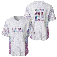 Custom New Zealand Aotearoa Baseball Jersey Pink Maori Paua Shell Indigenous - Polynesian Pride