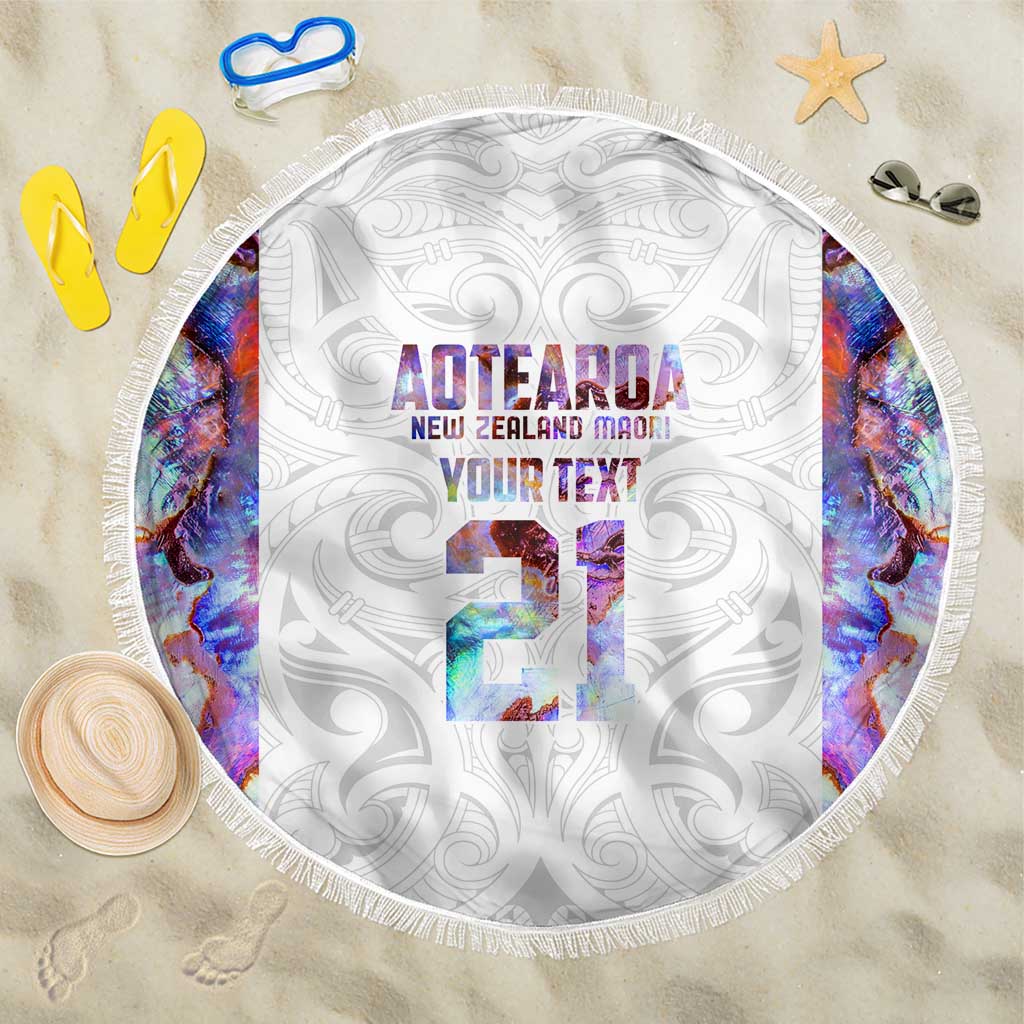 Custom New Zealand Aotearoa Beach Blanket Pink Maori Paua Shell Indigenous - Polynesian Pride