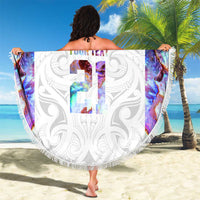 Custom New Zealand Aotearoa Beach Blanket Pink Maori Paua Shell Indigenous - Polynesian Pride