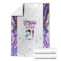 Custom New Zealand Aotearoa Blanket Pink Maori Paua Shell Indigenous - Polynesian Pride