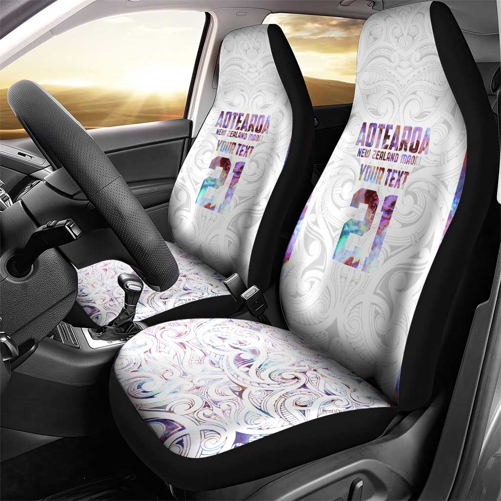 Custom New Zealand Aotearoa Car Seat Cover Pink Maori Paua Shell Indigenous - Polynesian Pride