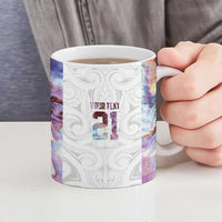 Custom New Zealand Aotearoa Ceramic Mug Pink Maori Paua Shell Indigenous - Polynesian Pride