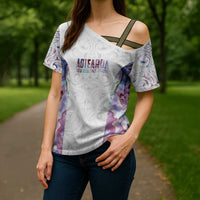 Custom New Zealand Aotearoa Cross Shoulder Shirt Pink Maori Paua Shell Indigenous - Polynesian Pride