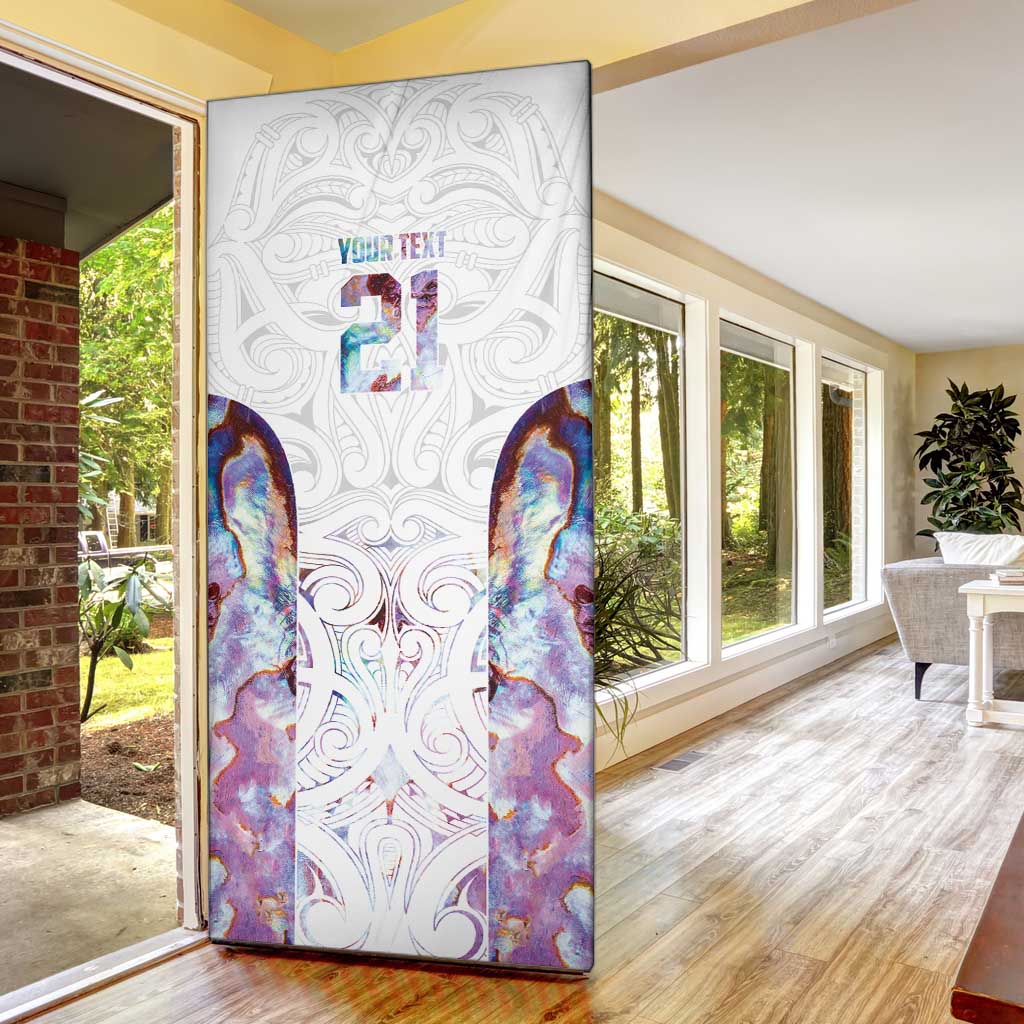 Custom New Zealand Aotearoa Door Cover Pink Maori Paua Shell Indigenous - Polynesian Pride