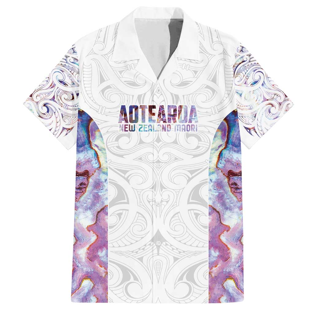 Custom New Zealand Aotearoa Family Matching Off Shoulder Short Dress and Hawaiian Shirt Pink Maori Paua Shell Indigenous - Polynesian Pride