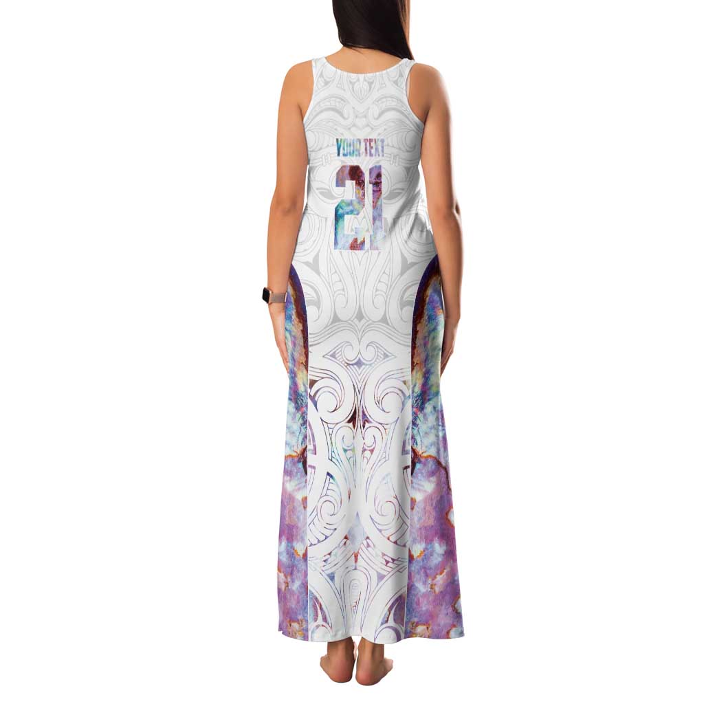 Custom New Zealand Aotearoa Family Matching Tank Maxi Dress and Hawaiian Shirt Pink Maori Paua Shell Indigenous - Polynesian Pride