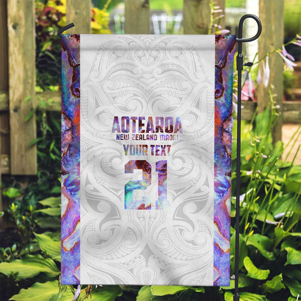 Custom New Zealand Aotearoa Garden Flag Pink Maori Paua Shell Indigenous - Polynesian Pride