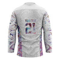 Custom New Zealand Aotearoa Hockey Jersey Pink Maori Paua Shell Indigenous - Polynesian Pride