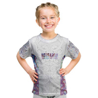 Custom New Zealand Aotearoa Kid T Shirt Pink Maori Paua Shell Indigenous - Polynesian Pride