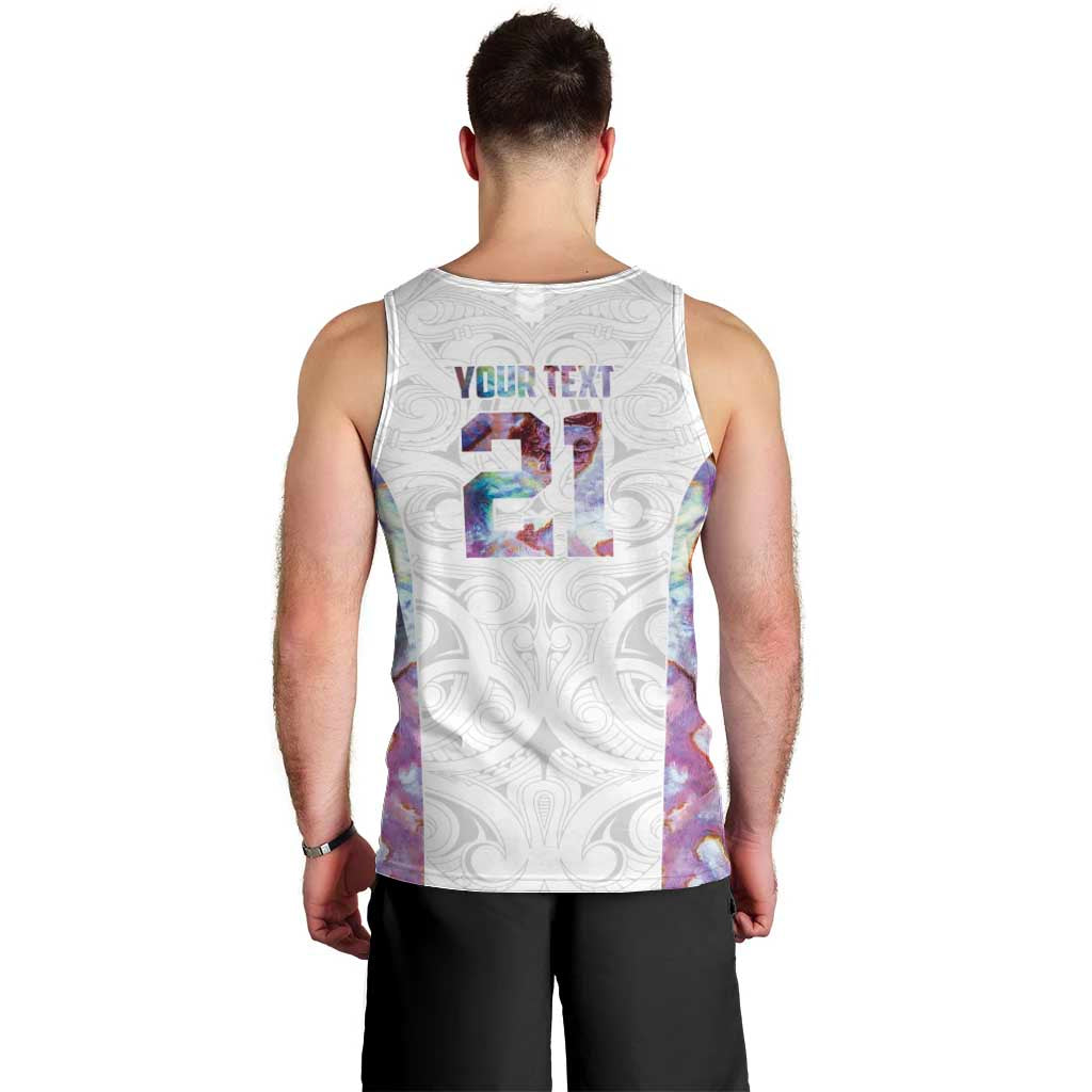 Custom New Zealand Aotearoa Men Tank Top Pink Maori Paua Shell Indigenous - Polynesian Pride
