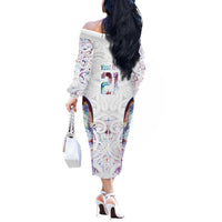 Custom New Zealand Aotearoa Off The Shoulder Long Sleeve Dress Pink Maori Paua Shell Indigenous - Polynesian Pride