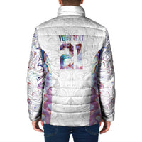 Custom New Zealand Aotearoa Padded Jacket Pink Maori Paua Shell Indigenous - Polynesian Pride