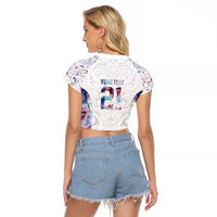 Custom New Zealand Aotearoa Raglan Cropped T Shirt Pink Maori Paua Shell Indigenous - Polynesian Pride