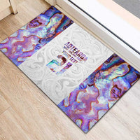 Custom New Zealand Aotearoa Rubber Doormat Pink Maori Paua Shell Indigenous - Polynesian Pride