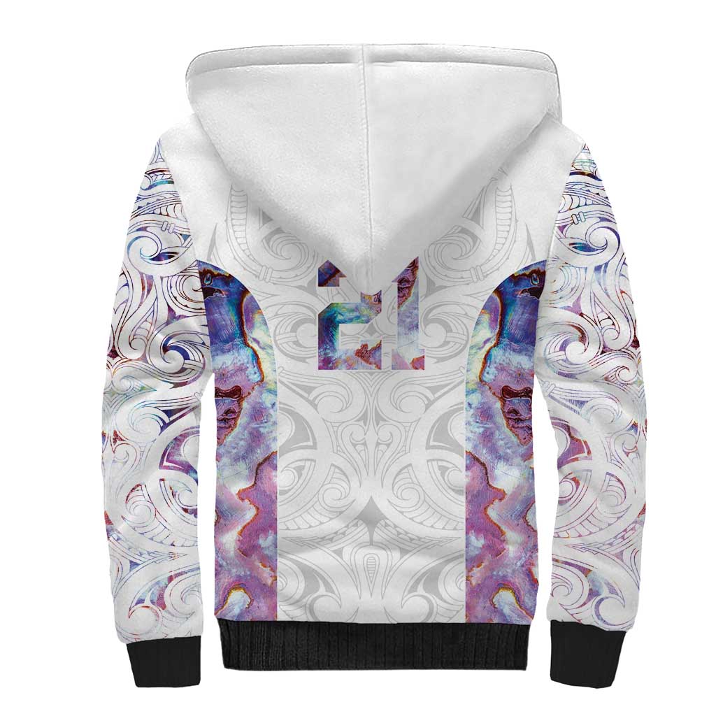 Custom New Zealand Aotearoa Sherpa Hoodie Pink Maori Paua Shell Indigenous - Polynesian Pride