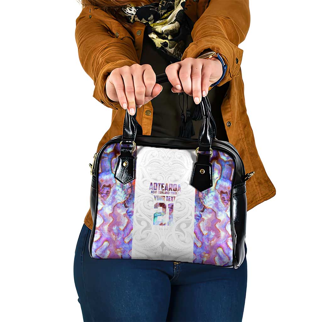 Custom New Zealand Aotearoa Shoulder Handbag Pink Maori Paua Shell Indigenous - Polynesian Pride