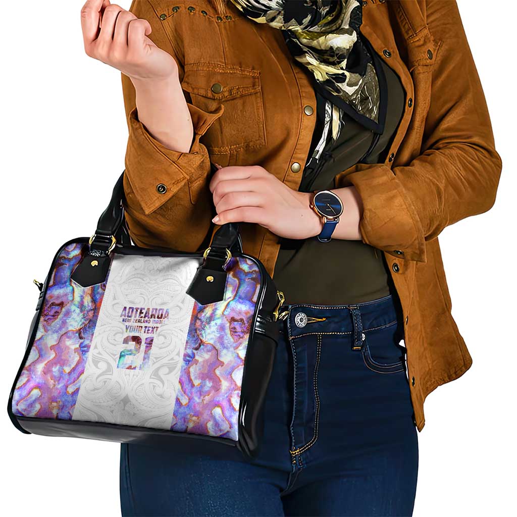 Custom New Zealand Aotearoa Shoulder Handbag Pink Maori Paua Shell Indigenous - Polynesian Pride