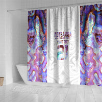 Custom New Zealand Aotearoa Shower Curtain Pink Maori Paua Shell Indigenous - Polynesian Pride