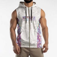 Custom New Zealand Aotearoa Sleeveless Zip Hoodie Pink Maori Paua Shell Indigenous - Polynesian Pride