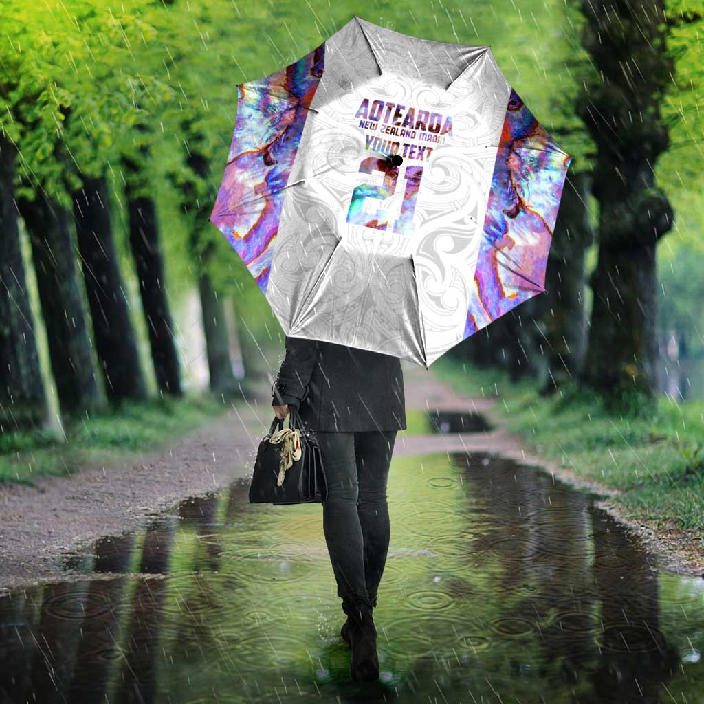 Custom New Zealand Aotearoa Umbrella Pink Maori Paua Shell Indigenous - Polynesian Pride