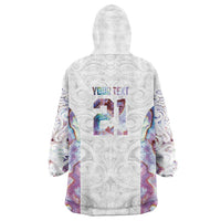 Custom New Zealand Aotearoa Wearable Blanket Hoodie Pink Maori Paua Shell Indigenous - Polynesian Pride