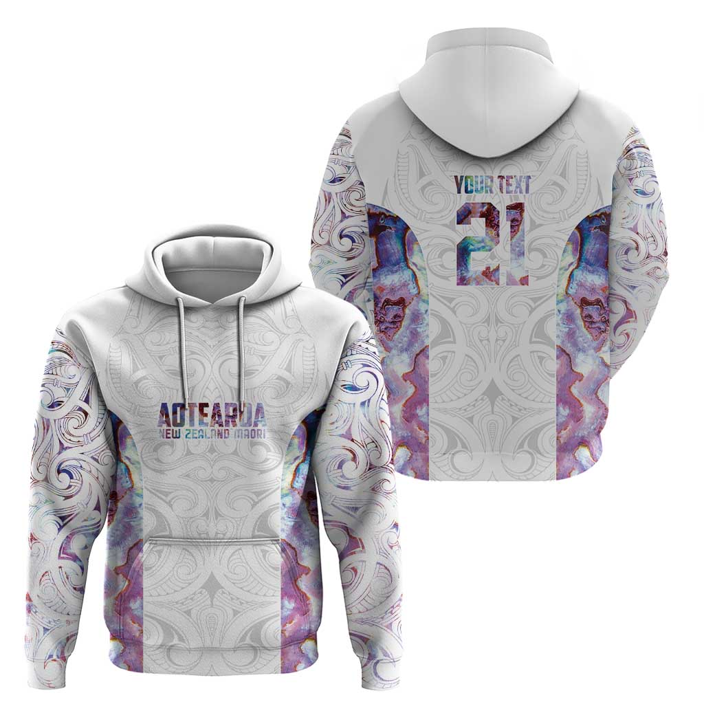 Custom New Zealand Aotearoa Zip Hoodie Pink Maori Paua Shell Indigenous - Polynesian Pride