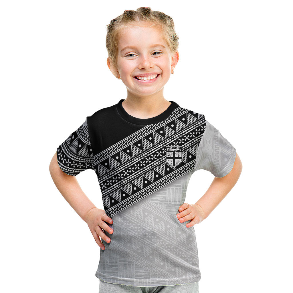 2026 Autumn Rugby Nations Fiji Custom Kid T Shirt Fijian Tapa Tribal Lauhala Inspired LT9 Black - Polynesian Pride