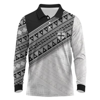 2026 Autumn Rugby Nations Fiji Custom Long Sleeve Polo Shirt Fijian Tapa Tribal Lauhala Inspired LT9 Black - Polynesian Pride
