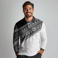 2026 Autumn Rugby Nations Fiji Custom Long Sleeve Polo Shirt Fijian Tapa Tribal Lauhala Inspired LT9 - Polynesian Pride