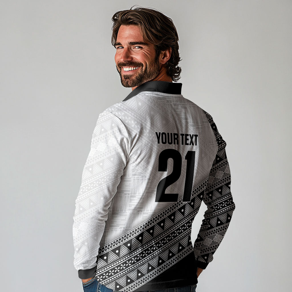 2026 Autumn Rugby Nations Fiji Custom Long Sleeve Polo Shirt Fijian Tapa Tribal Lauhala Inspired LT9 - Polynesian Pride