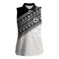 2026 Autumn Rugby Nations Fiji Custom Women Sleeveless Polo Shirt Fijian Tapa Tribal Lauhala Inspired LT9 Female Black - Polynesian Pride