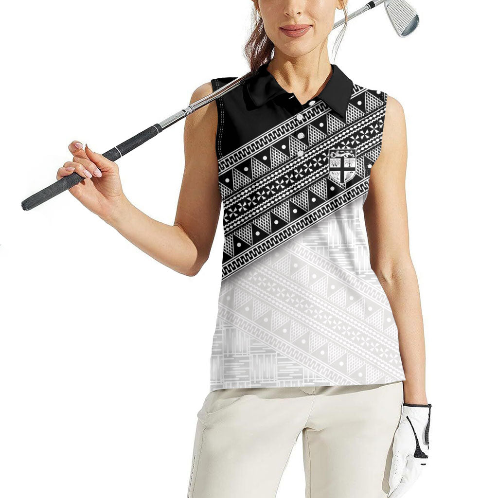 2026 Autumn Rugby Nations Fiji Custom Women Sleeveless Polo Shirt Fijian Tapa Tribal Lauhala Inspired LT9 - Polynesian Pride