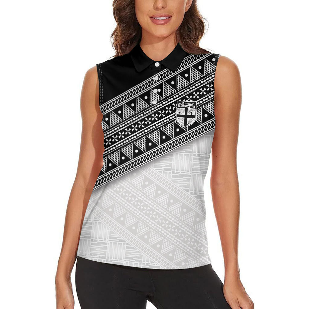 2026 Autumn Rugby Nations Fiji Custom Women Sleeveless Polo Shirt Fijian Tapa Tribal Lauhala Inspired LT9 - Polynesian Pride