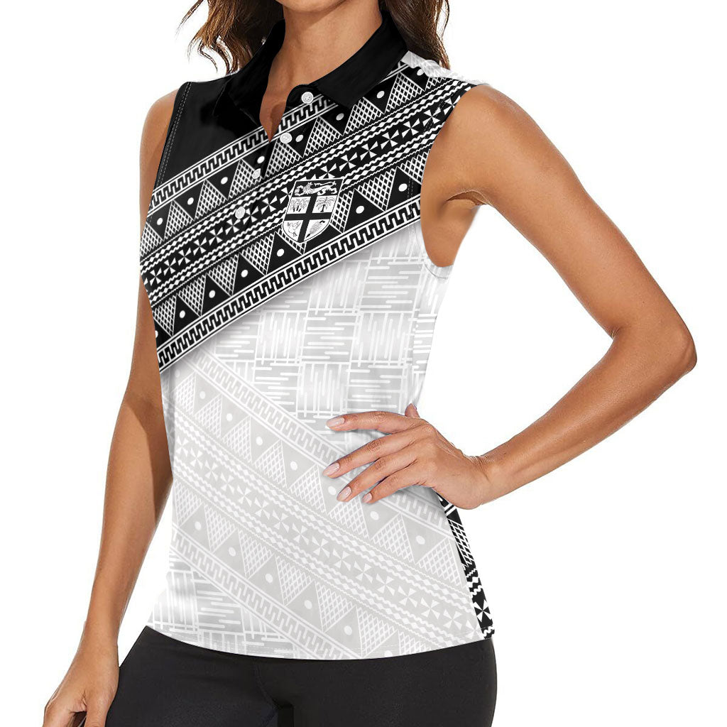 2026 Autumn Rugby Nations Fiji Custom Women Sleeveless Polo Shirt Fijian Tapa Tribal Lauhala Inspired LT9 - Polynesian Pride