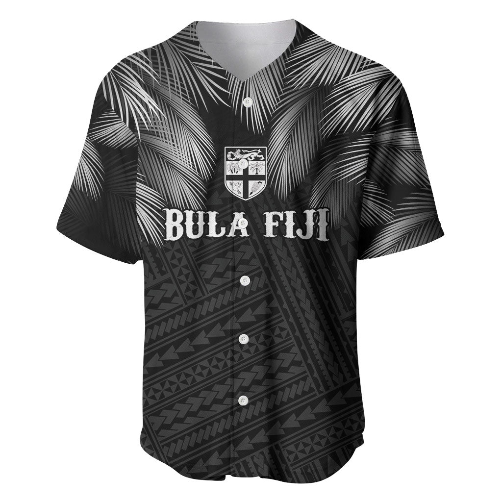 2026 Autumn Rugby Nations Fiji Custom Baseball Jersey Fijian Palm Leaf Tapa Tribal Inspired LT9 Black - Polynesian Pride