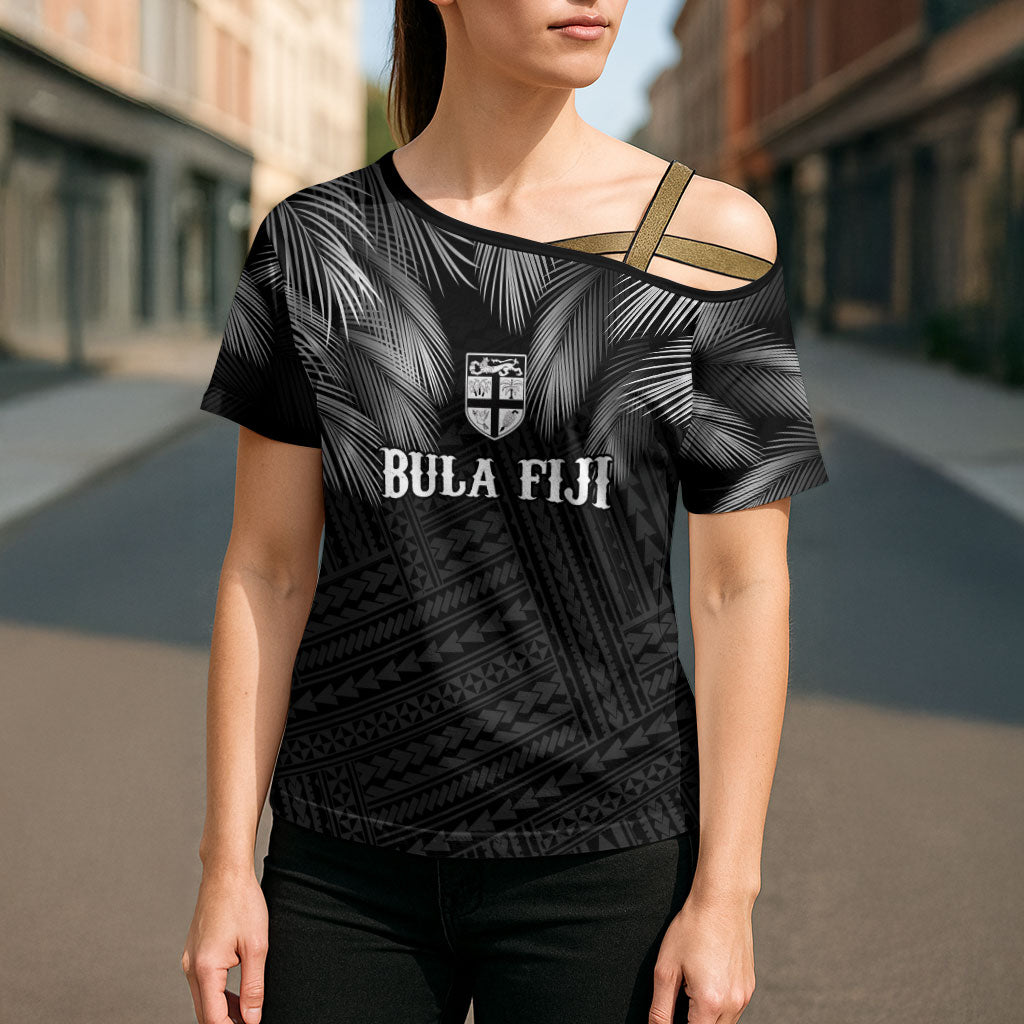 2026 Autumn Rugby Nations Fiji Custom Cross Shoulder Shirt Fijian Palm Leaf Tapa Tribal Inspired LT9 - Polynesian Pride