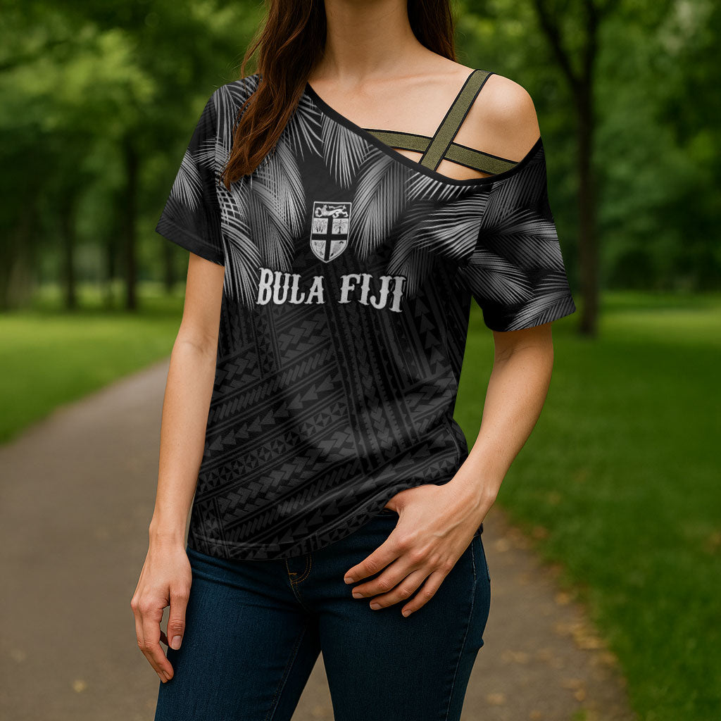 2026 Autumn Rugby Nations Fiji Custom Cross Shoulder Shirt Fijian Palm Leaf Tapa Tribal Inspired LT9 - Polynesian Pride