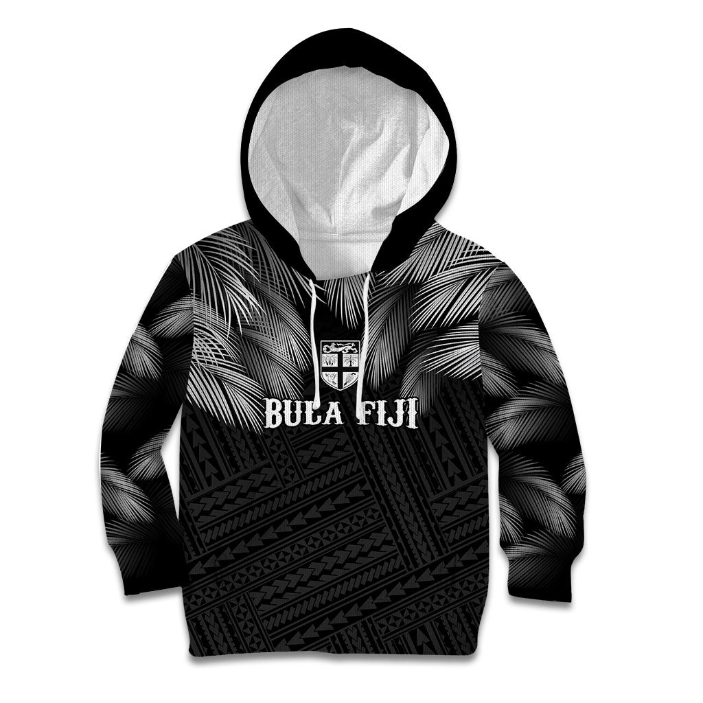 2026 Autumn Rugby Nations Fiji Custom Kid Hoodie Fijian Palm Leaf Tapa Tribal Inspired LT9 Hoodie Black - Polynesian Pride