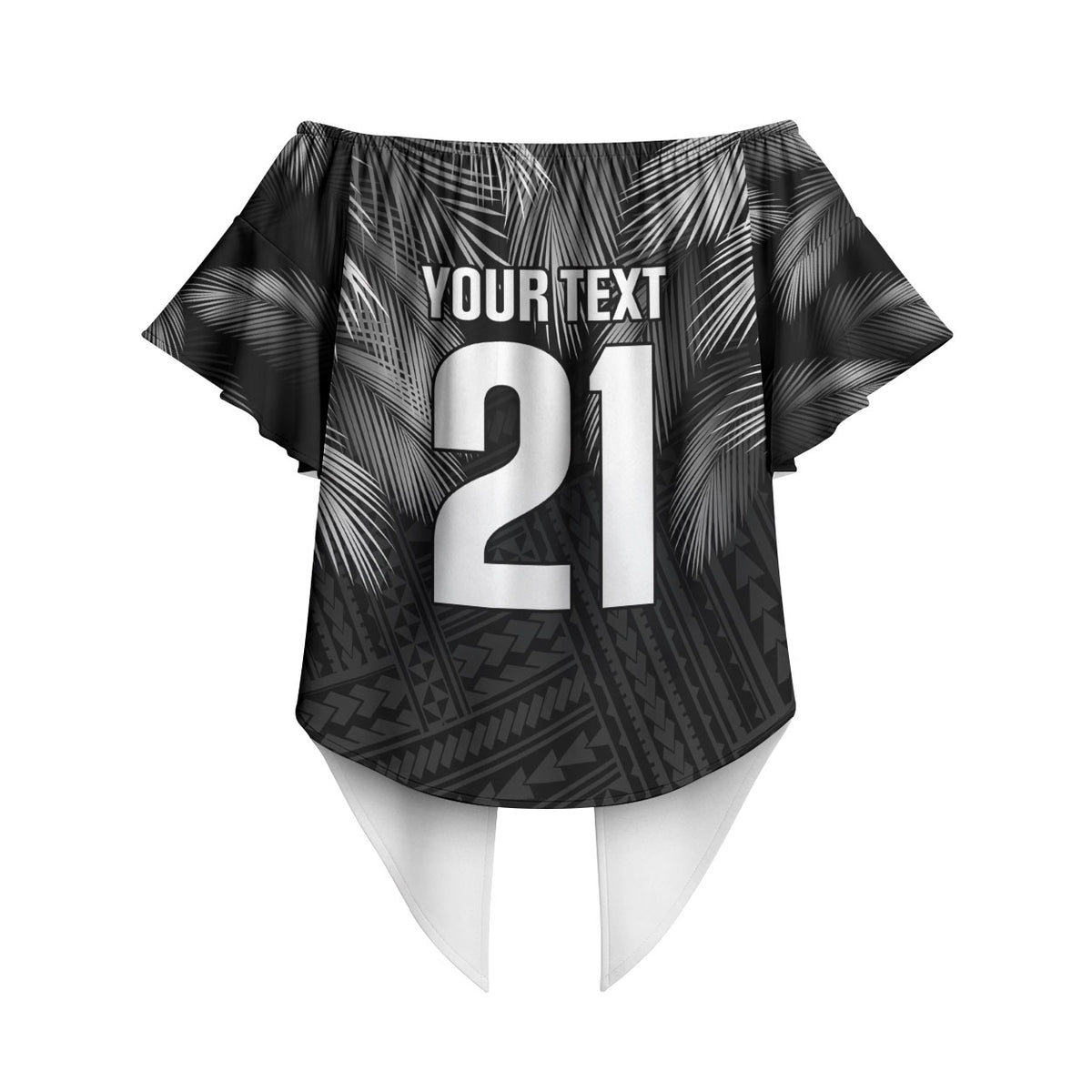 2026 Autumn Rugby Nations Fiji Custom Off Shoulder Wrap Waist Top Fijian Palm Leaf Tapa Tribal Inspired LT9 - Polynesian Pride