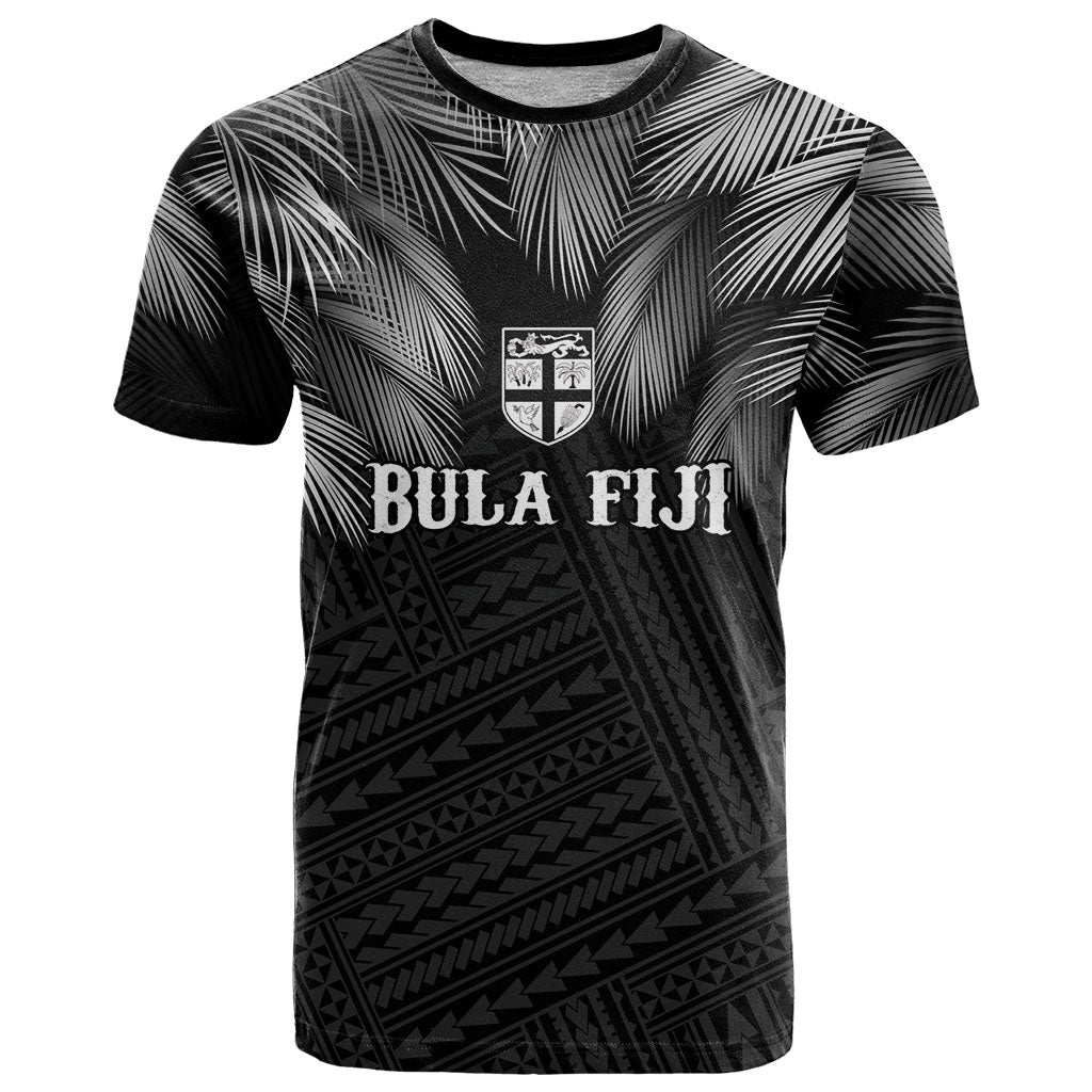2026 Autumn Rugby Nations Fiji Custom T Shirt Fijian Palm Leaf Tapa Tribal Inspired LT9 Black - Polynesian Pride