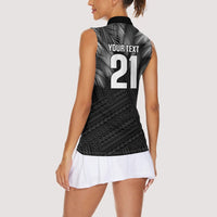 2026 Autumn Rugby Nations Fiji Custom Women Sleeveless Polo Shirt Fijian Palm Leaf Tapa Tribal Inspired LT9 - Polynesian Pride