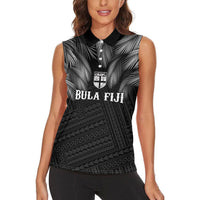 2026 Autumn Rugby Nations Fiji Custom Women Sleeveless Polo Shirt Fijian Palm Leaf Tapa Tribal Inspired LT9 - Polynesian Pride