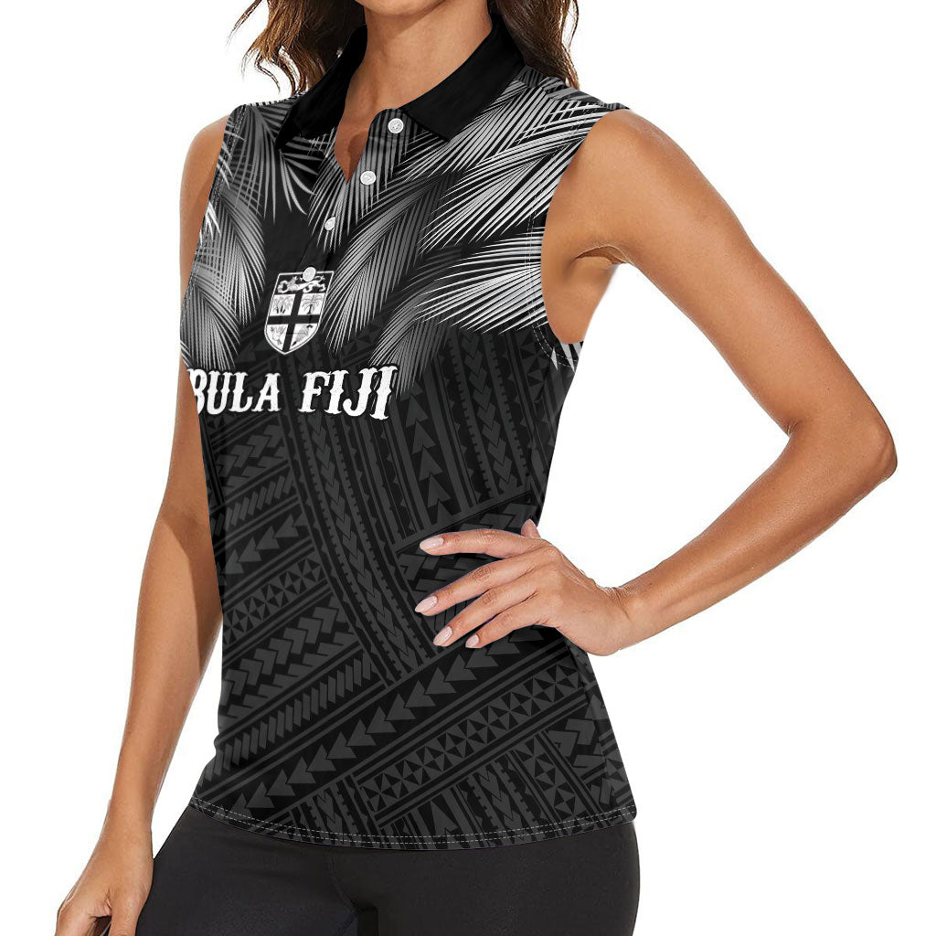 2026 Autumn Rugby Nations Fiji Custom Women Sleeveless Polo Shirt Fijian Palm Leaf Tapa Tribal Inspired LT9 - Polynesian Pride