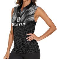 2026 Autumn Rugby Nations Fiji Custom Women Sleeveless Polo Shirt Fijian Palm Leaf Tapa Tribal Inspired LT9 - Polynesian Pride