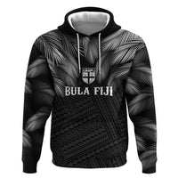2026 Autumn Rugby Nations Fiji Custom Zip Hoodie Fijian Palm Leaf Tapa Tribal Inspired LT9 Pullover Hoodie Black - Polynesian Pride
