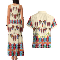 Papua Batik Motif Bird Of Paradise and Native Papuan Shield Couples Matching Tank Maxi Dress and Hawaiian Shirt LT9 - Polynesian Pride