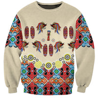 Papua Batik Motif Bird Of Paradise and Native Papuan Shield Sweatshirt LT9 Unisex Beige - Polynesian Pride