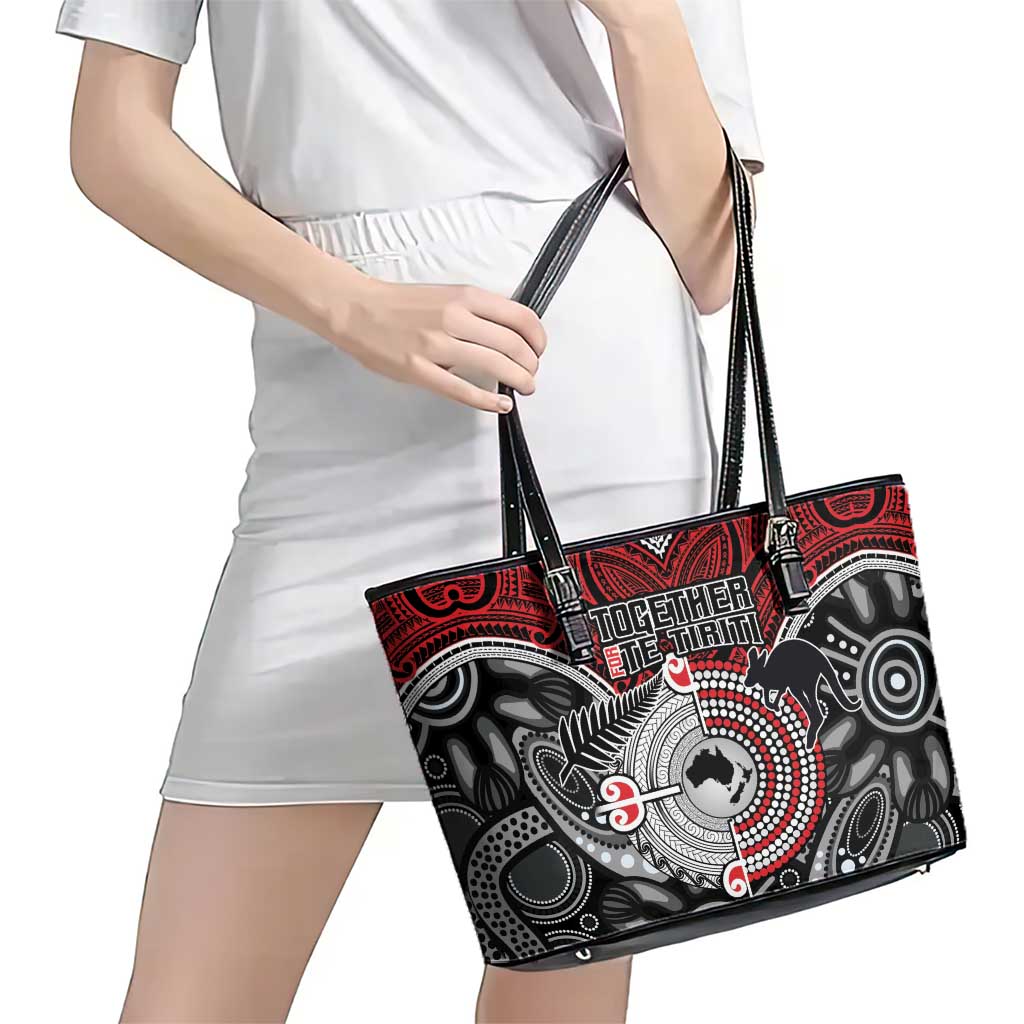 Aotearoa and Australia Leather Tote Bag New Zealand Honour The Treaty Ake!Ake!Ake! LT9 - Polynesian Pride